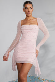 Robe de soirée “Sofia” perlée – manches longues élégantes