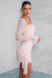 Robe de soirée “Sofia” perlée – manches longues élégantes