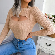 Pull Femme Col Rond à Manches Longues – Maille Douce, Style Chic & Confortable